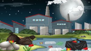 A factory wastage showing humans are killing the environment through daily habits